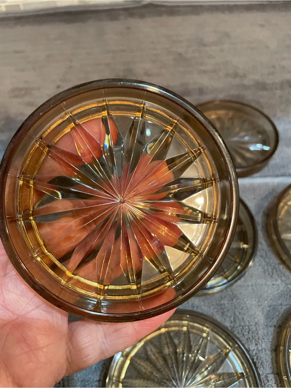 Vintage COASTER SET MCM Acrylic Lucite Starburst Set of 8
